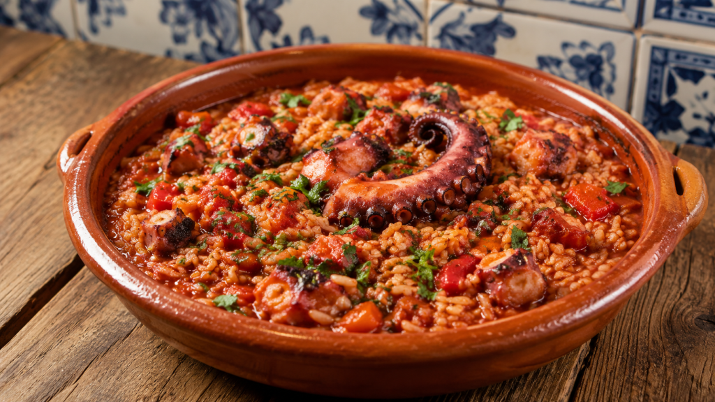 Arroz de Polvo portugais, riz crémeux au poulpe et à la coriandre