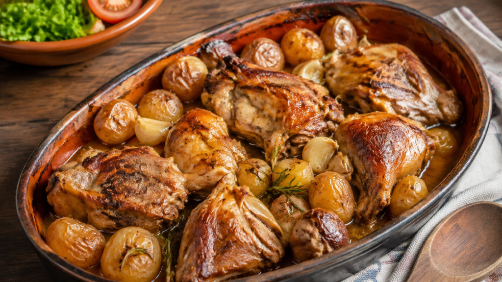 Cabrito Assado portugais, chevreau rôti au four avec pommes de terre