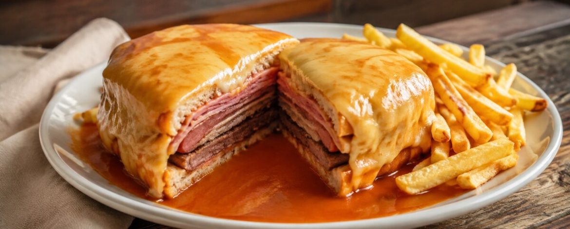 Francesinha, sandwich gratiné de Porto nappé de sauce
