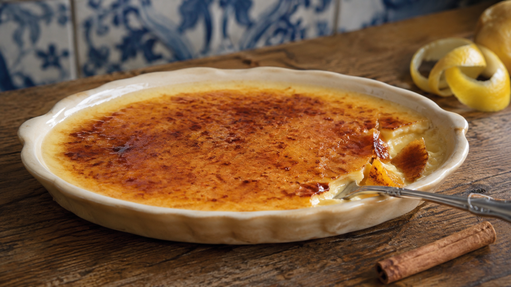 Leite-Creme portugais au citron avec croûte de sucre caramélisée