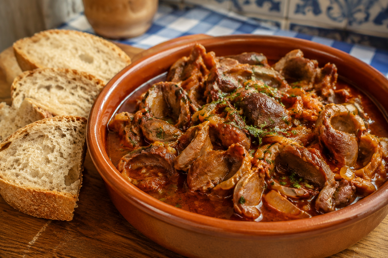 Moelas Estufadas portugaises, gésiers mijotés en sauce tomate