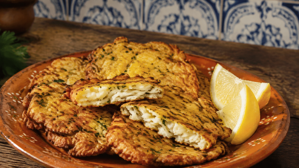 Pataniscas de Bacalhau, beignets plats portugais de morue et persil