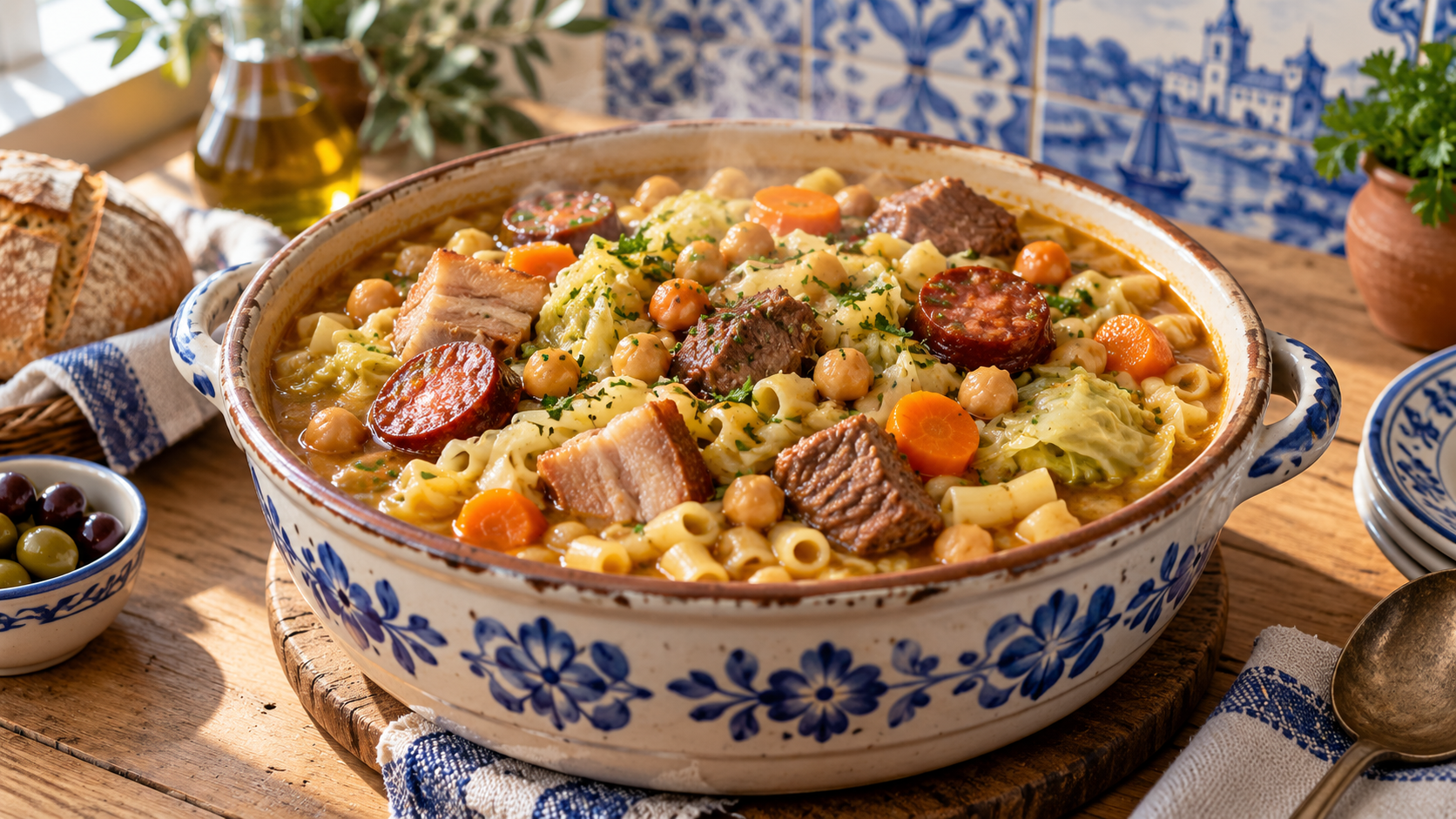 Rancho à Portuguesa — Ragoût portugais aux pâtes, pois chiches et viandes