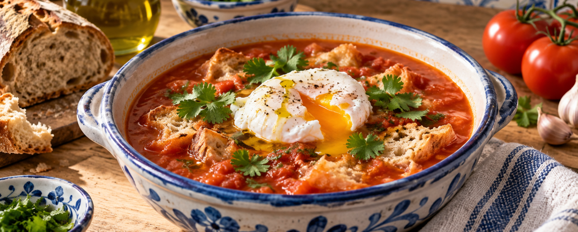 Sopa de Tomate Alentejana com Ovo — Soupe de tomate de l’Alentejo avec œuf poché